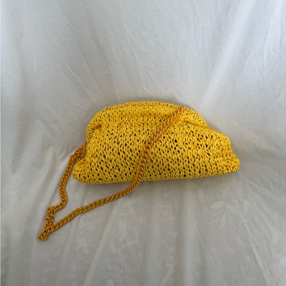 Maria La Rosa Yellow Raffia Game Clutch - Yellow Woven Women's Bag - Picture 7 of 10